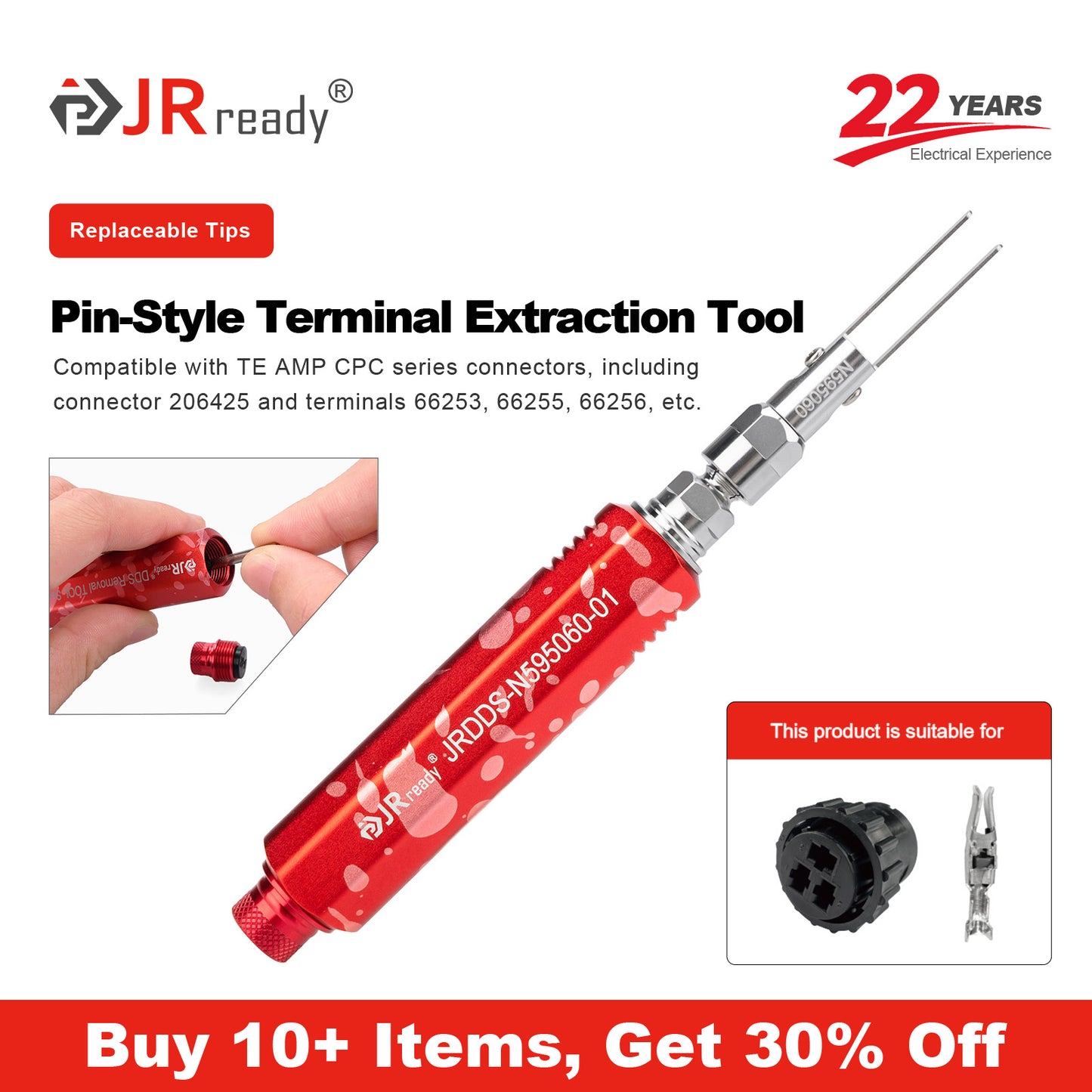 JRready JRDDS-N595060-01/ JRDDS-N595060-03 Extraction Tool for terminal extraction on TE AMP/CPC series connectors