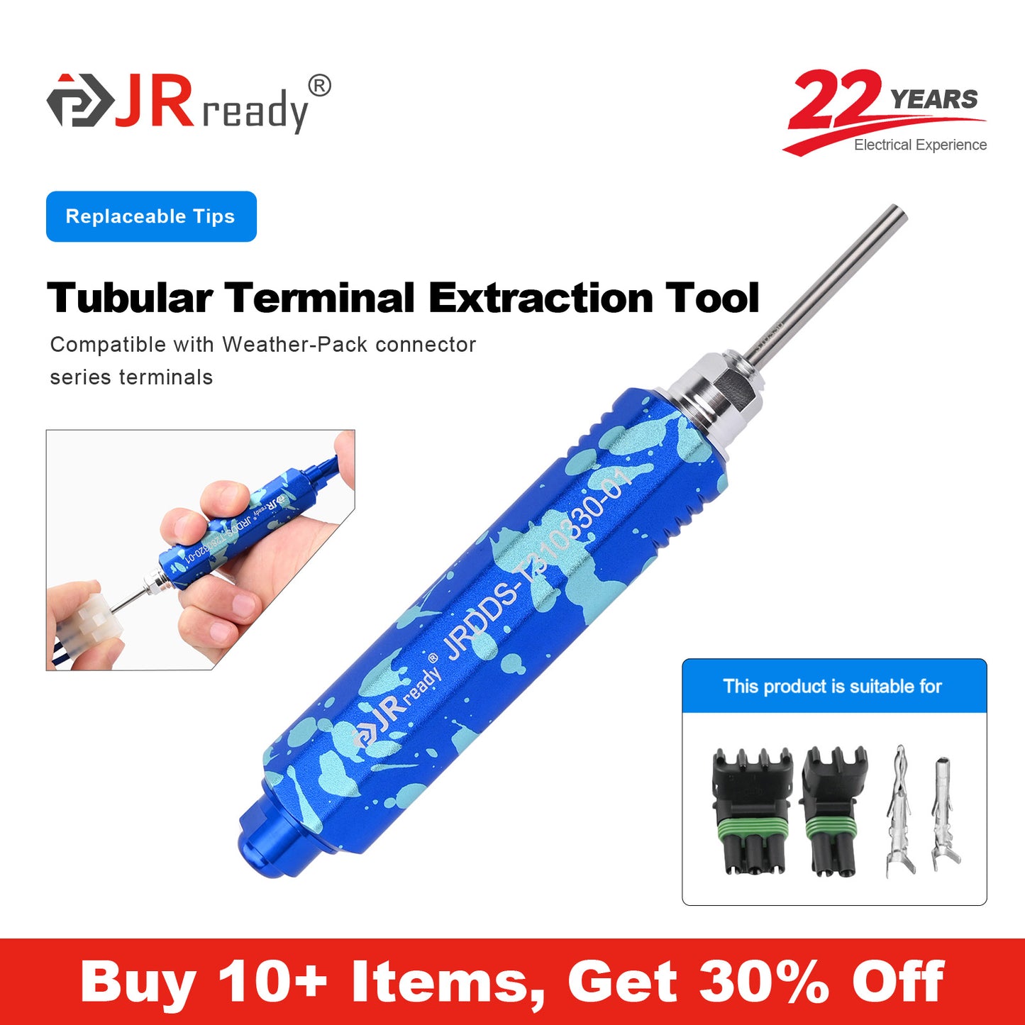 JRready JRDDS-T310330-01/ JRDDS-T310330-04 Tubular Terminal Extraction Tool for terminals in weather-pack series connectors