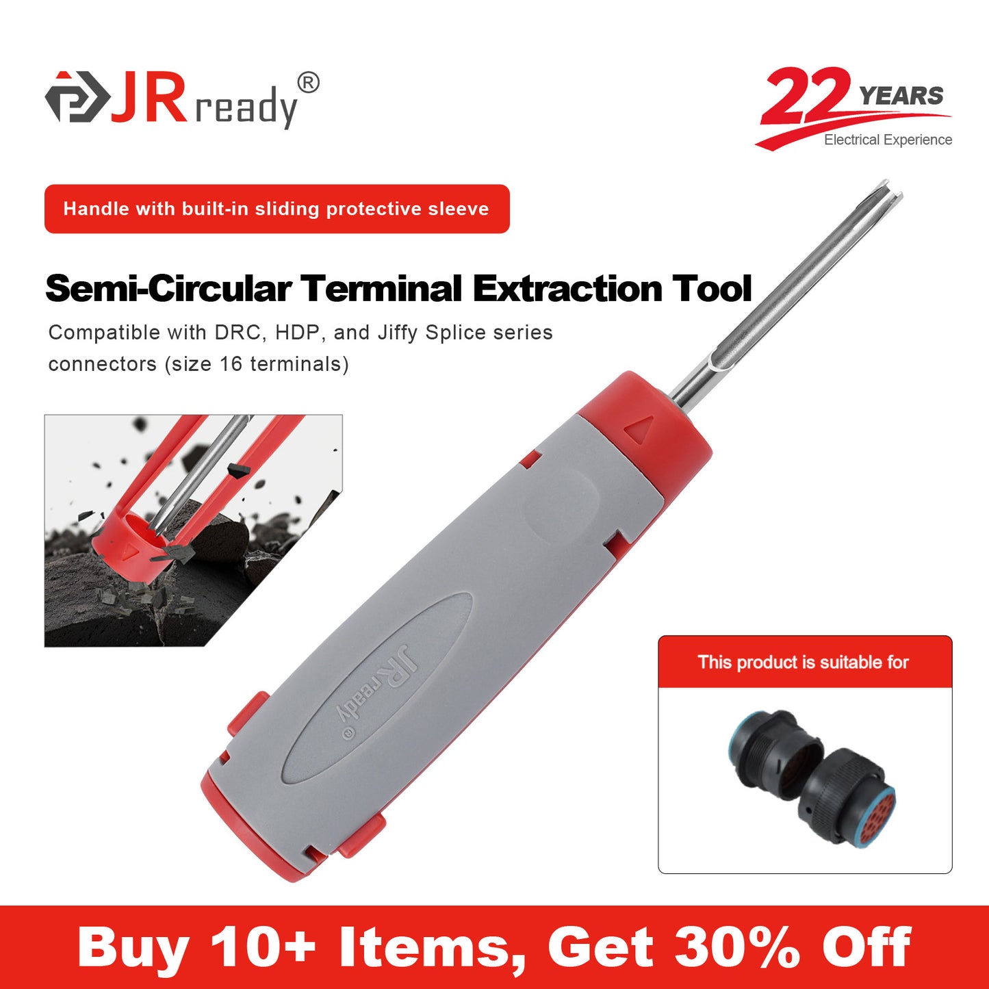 JRready JRconDRK-16DT-PRO Extraction Tool for 16# terminals of DT, DRC, HDP, Jiffy Splice series connectors