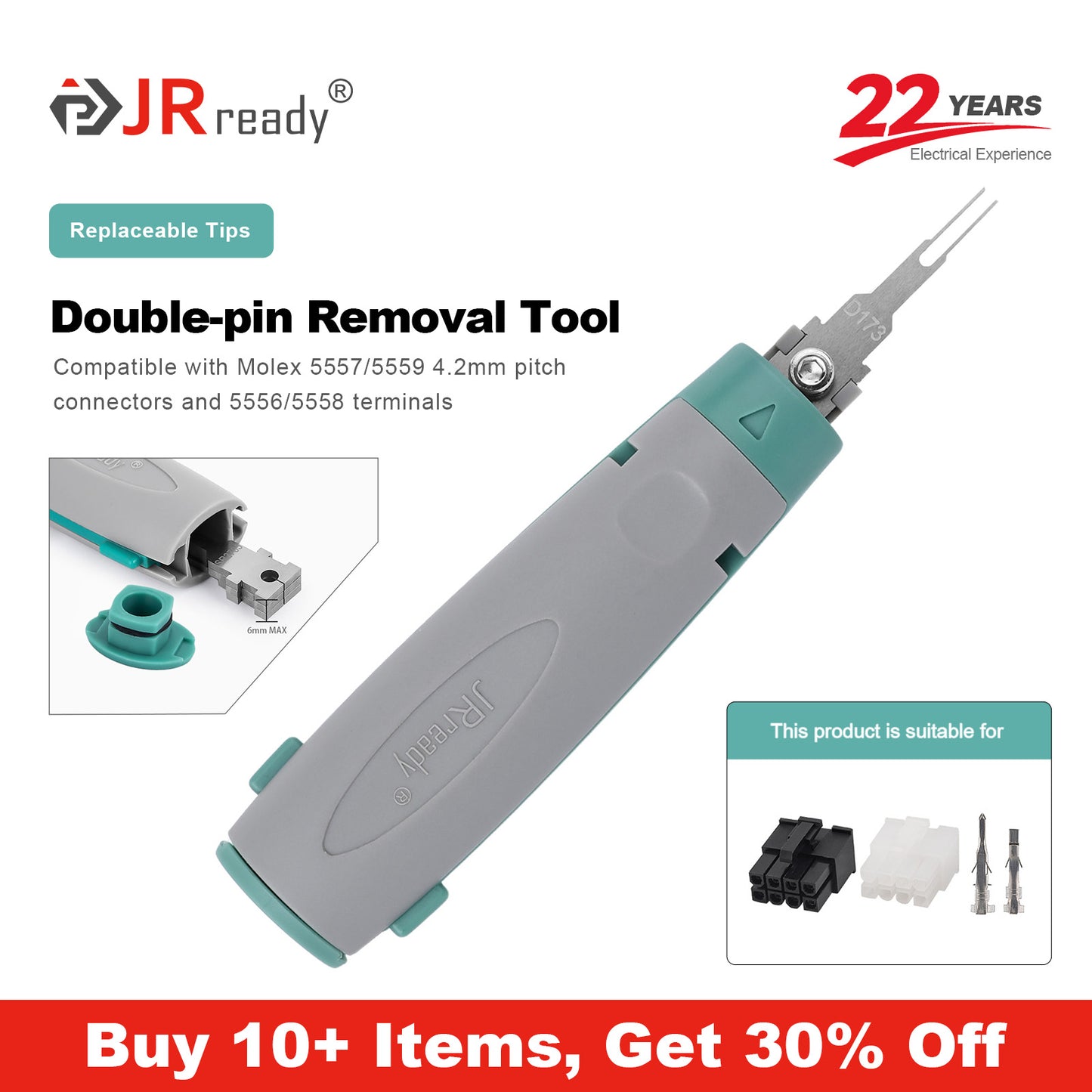 JRready JRconDRK-D173 Extraction Tool for 5557/5559 4.2mm pitch connector, 5556/5558 terminals