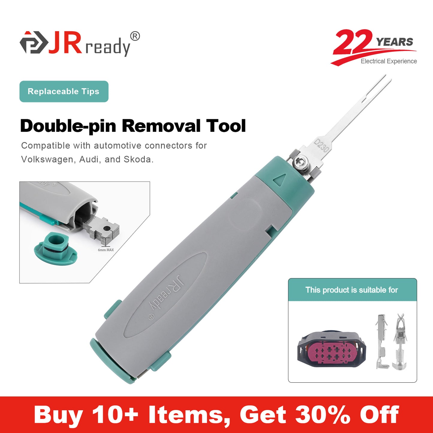 JRready JRconDRK-D230 Extraction Tool for Volkswagen, Audi, Skoda series automotove connectors