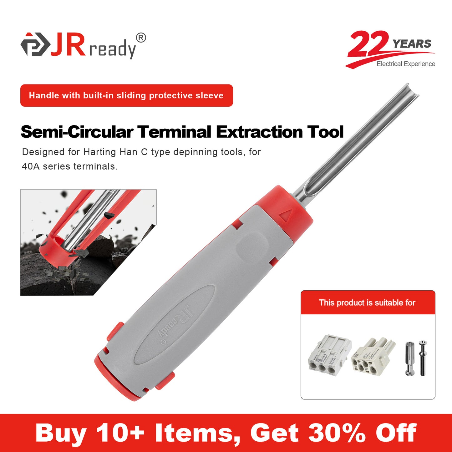 JRready JRconDRK-HC40A Terminal Extraction Tool for HARTING Han-C 40A Series terminals connectors