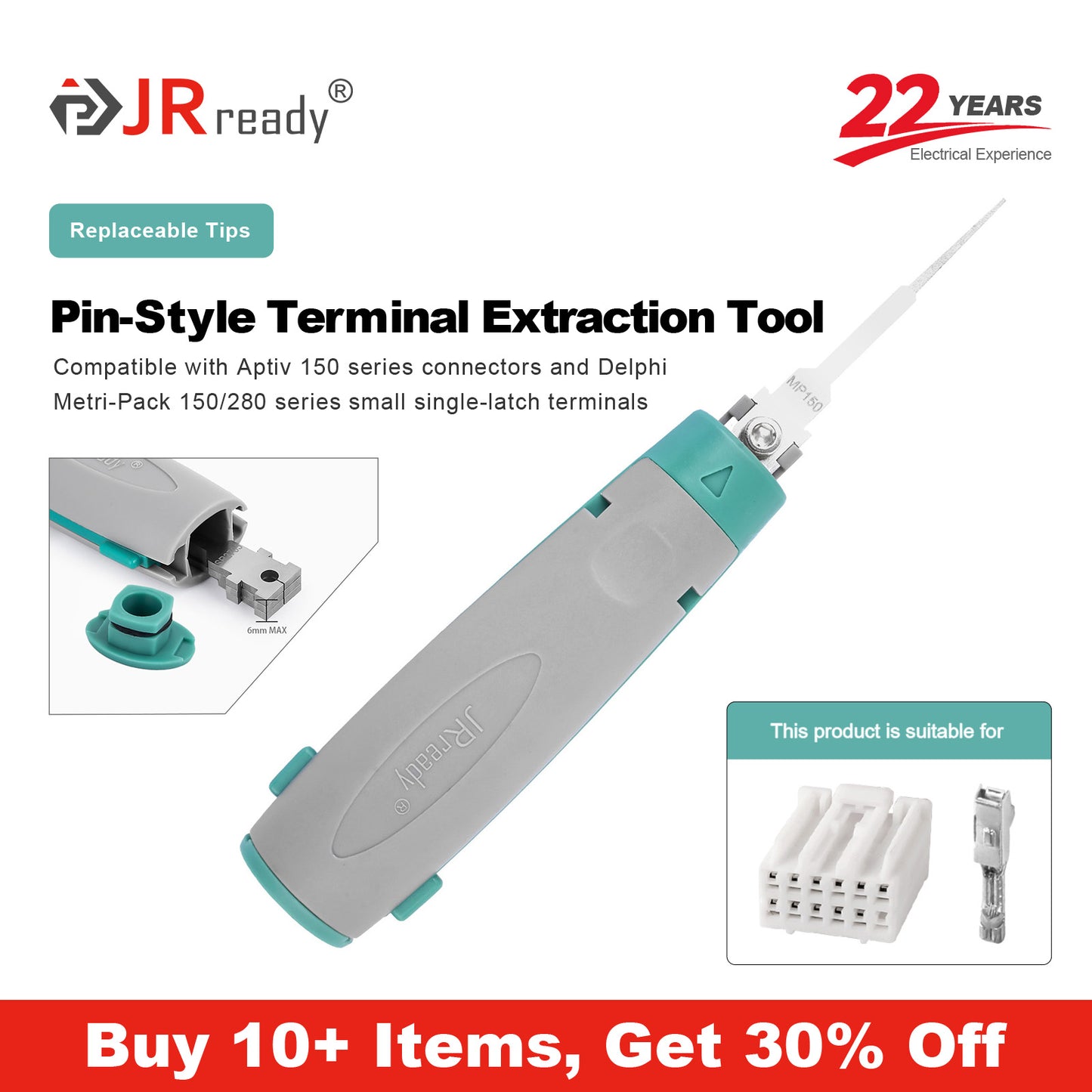 JRready JRconDRK-MP150 Single-Pin Terminal Extraction Tool for Aptiv 150 series & Metri-Pack 150/280 series connectors