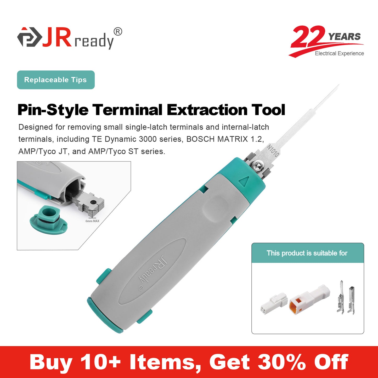 JRready JRconDRK-N1010 Extraction Tool for various small single spring terminals or internal spring terminals