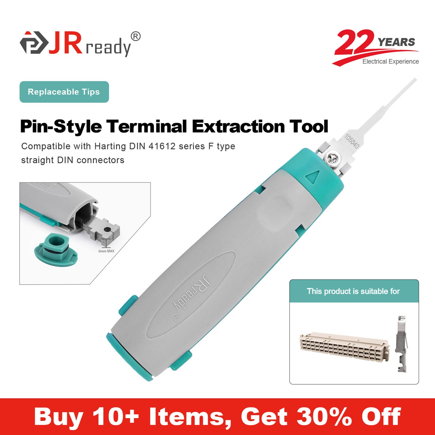 JRready JRconDRK-N105040 Extraction Tool for DIN 41612 Series F Dismantling Tools