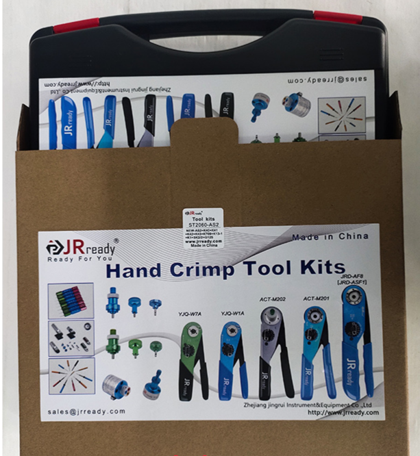 JRready ST2060-AS2: NEW-AS2 (Small 615717 M22520/2-01) Crimp Tool + 7 M22520/2 Positioners & Universal Positioner + G125 M22520/3-1 Gage 20-32AWG Wire Crimper Tool