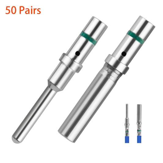 JRready ST6560 16# Pin & Socket Terminal Kit (50 Pairs) for Deutsch DT HDP20 HD30 HD10 DRC Jiffy Splice Series Connectors, 0462-209-16141 & 0460-215-16141, 20-14 AWG Nickel-Plated Green Ring, 13A, Automotive & Marine Wiring