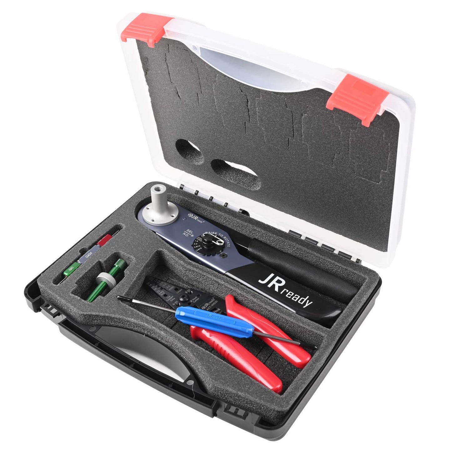 JRready JST2109S JRD-HDT-48 Closed Barrel Crimper Kit Crimping Tool Kit with ACT-WS30 Wire Stripper & G454 Gage & DRK-RT1 Removal tool Work with DT,DTM,DTP Connector 12#, 16#, 20# Solid Contacts