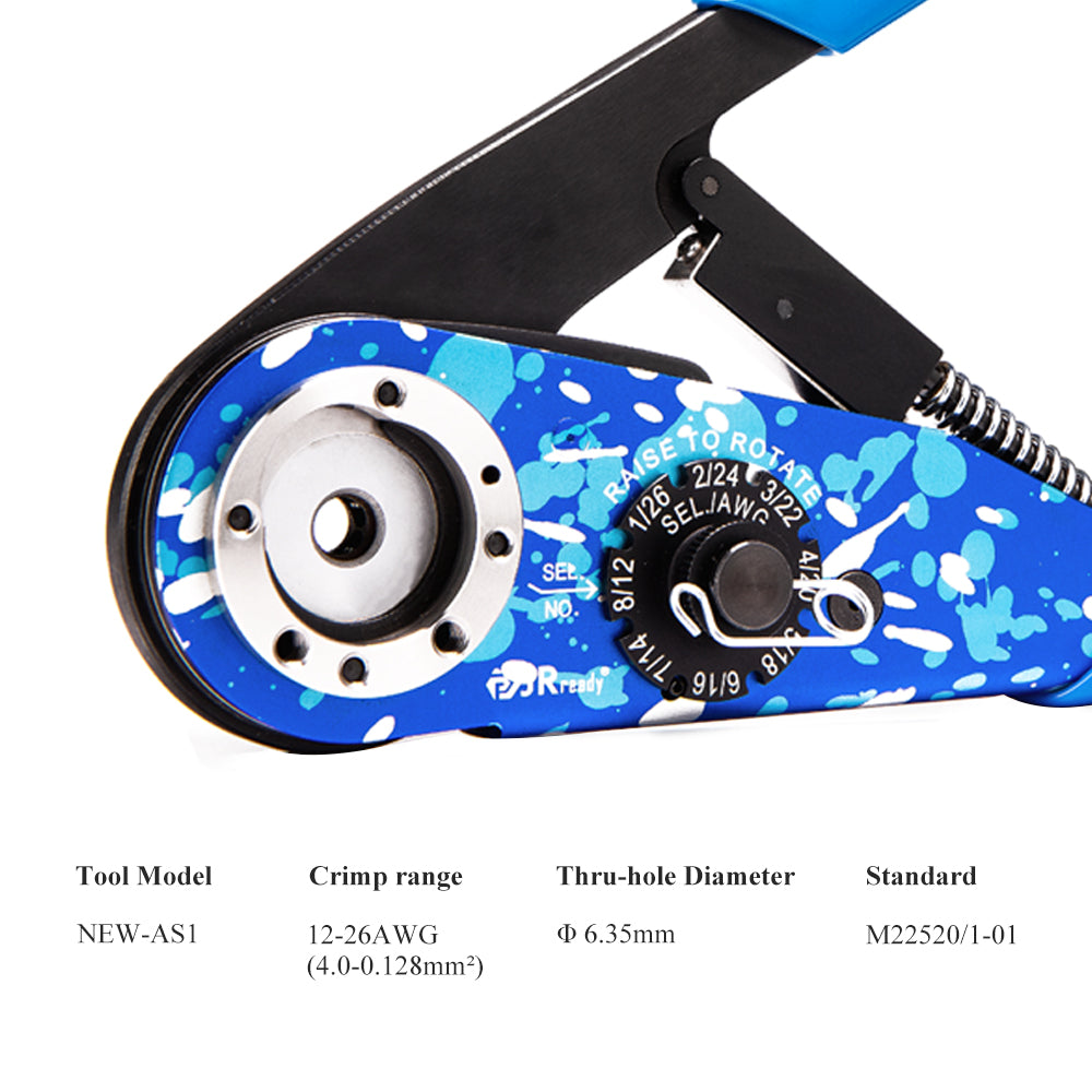 JRready ST2144 CRIMP TOOL KIT: NEW-AS1 CRIMP TOOL(M22520/1-01 Equivalent)+UF6-UF2-5 POSITIONER(M22520/1-05 Equivalent) 12-26 AWG