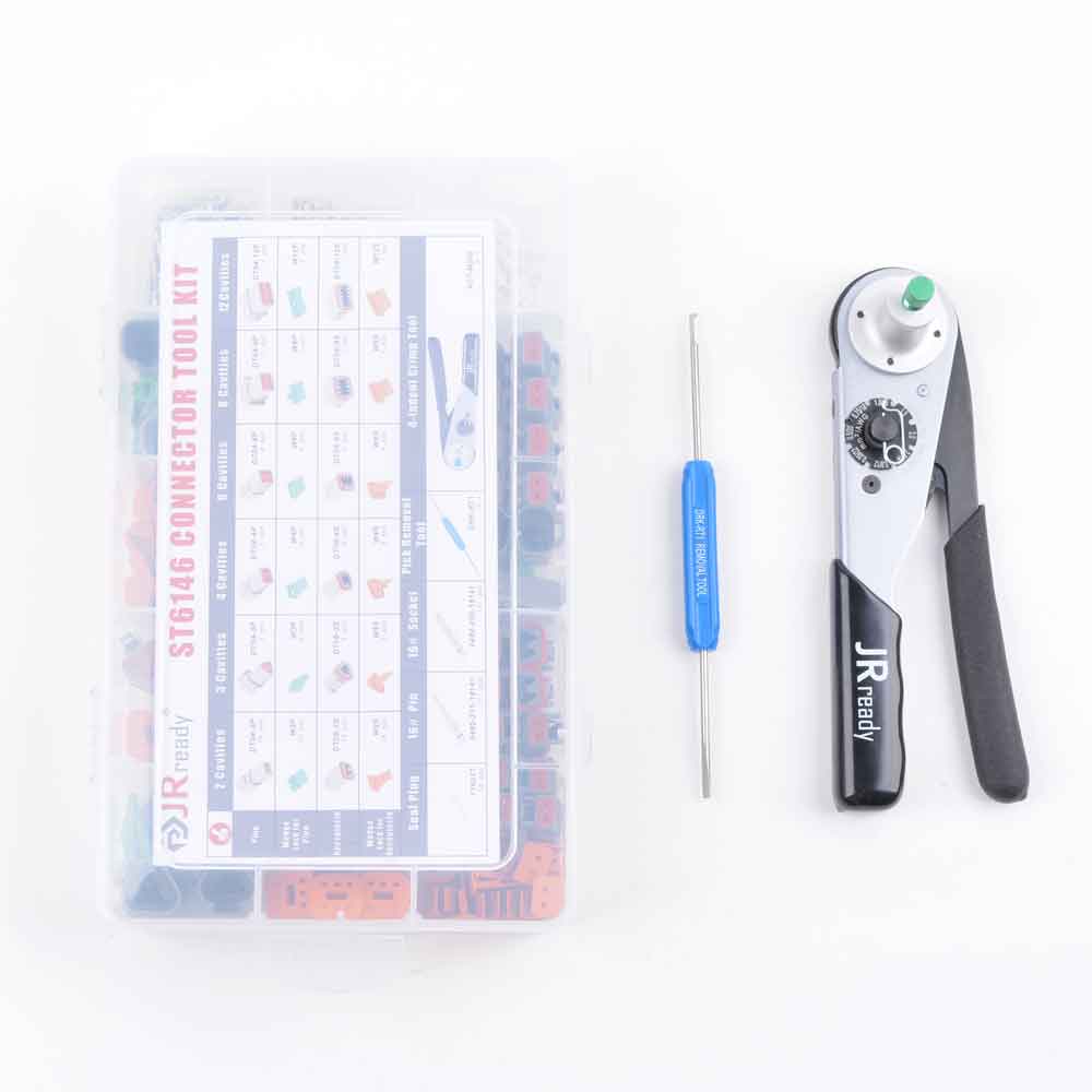 JRready ST6146 DT Steckverbinder-Set, 2-12-polig, 368-teilig, Steckverbinder/Massivkontakte/Crimpzange ACT-M202 für 12-22AWG