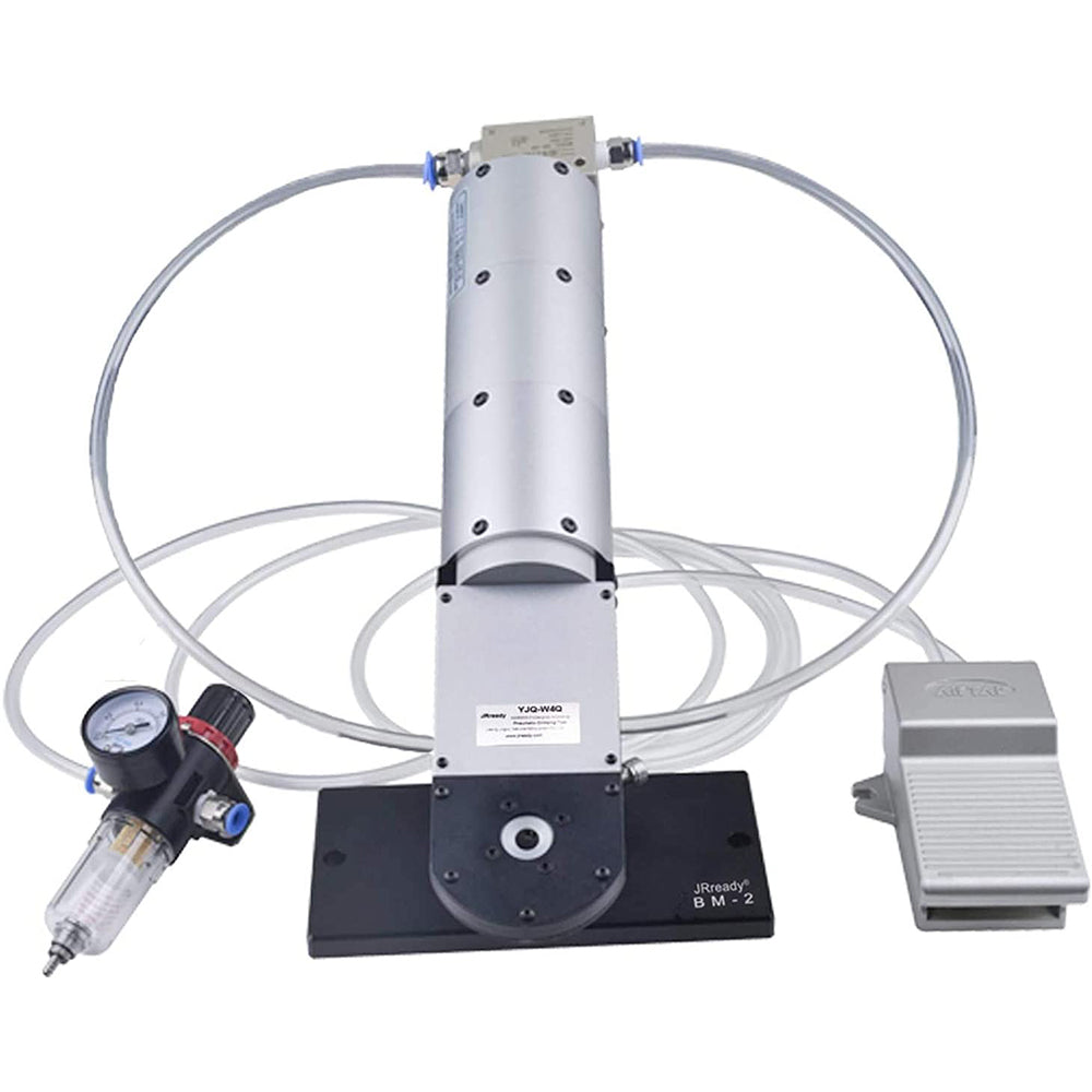 JRready ST4031 Pneumatisches Crimpwerkzeug-Set: YJQ-W4Q WA27-300BT-EP Pneumatisches Crimpwerkzeug für mittlere Stromstärken &amp; UF4-C001 Verstellbarer Positionierer 6-14AWG (13,3-2,075mm²) 