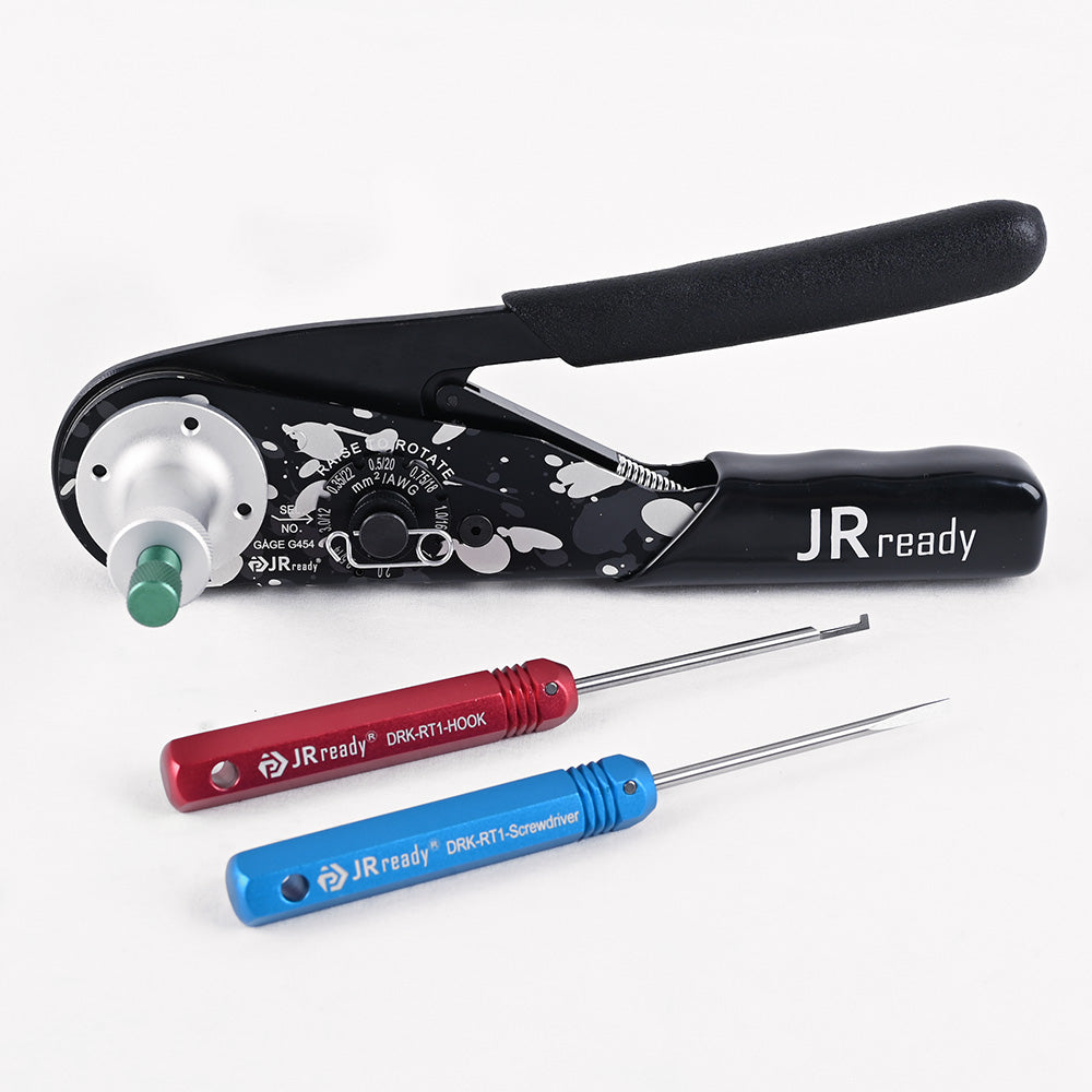 Kit di utensili JRready JST2109-DT1: NUOVO utensile a crimpare DT1 (equivalente a HDT-48-00) + gancio DRK-RT1 + cacciavite DRK-RT1 per riparazioni e manutenzione di autoveicoli, motociclette, camion 