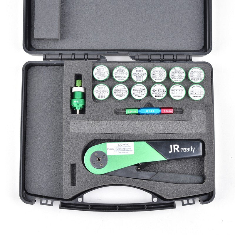 JRready ST1049: YJQ-W7A(M22520/7-01) Crimper + 13 86 Series Positioners + G145 Gage(M22520/3-3) Maintenance Kit For Electrical Connectors and Wiring Systems Cable Crimping Tool