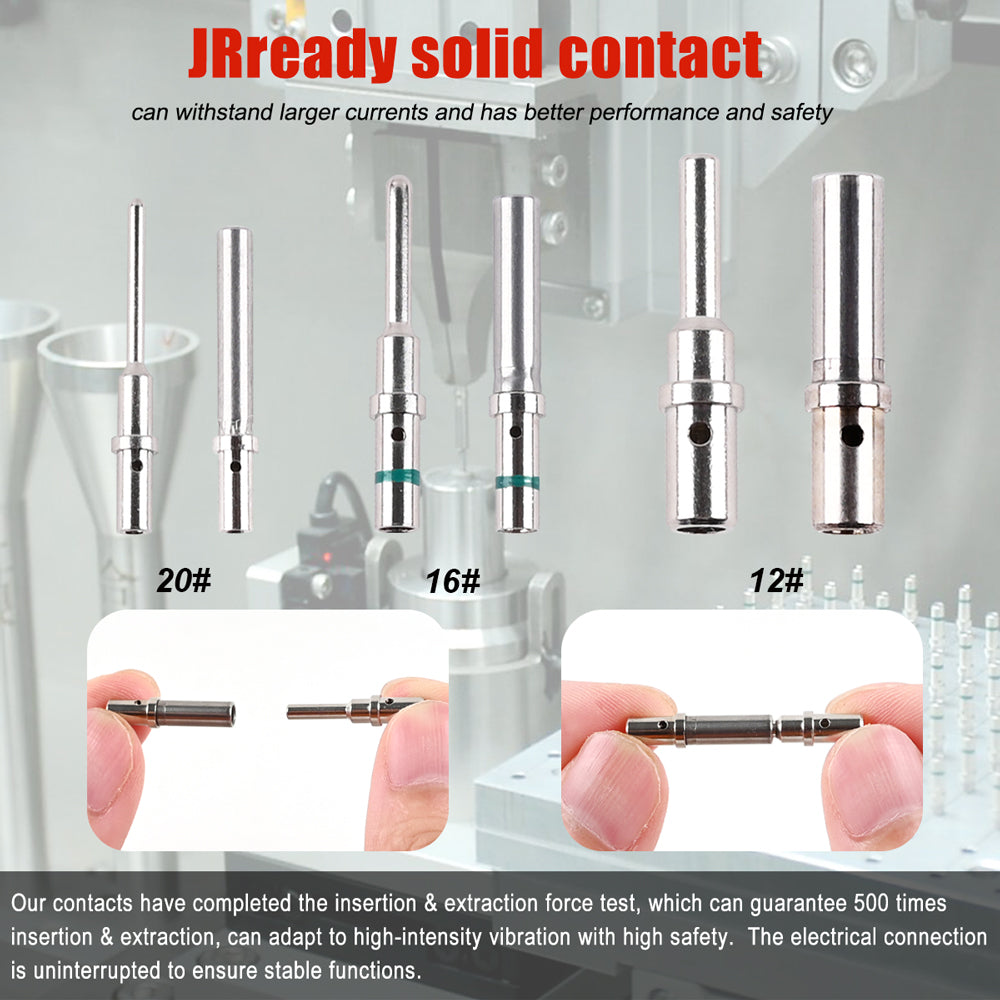 JRready ST6260 Geschlossenes DTM-Anschlussklemmen-Set Größe 20, massive Kontakte: Stecker 0460-202-20141 &amp; Buchse 0462-215-20141 für Deutsch 22-20 AWG Hohlstecker, 40 Paare