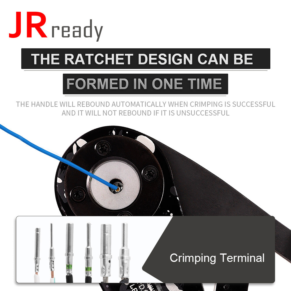 JRready NEW-DT1 (entspricht HDT-48-00 ACT-M202) Crimpzange in kleiner Größe für 12#, 16#, 20# massive Kontakte in DT-, DTM- und DTP-Steckverbindern (12–22 AWG)