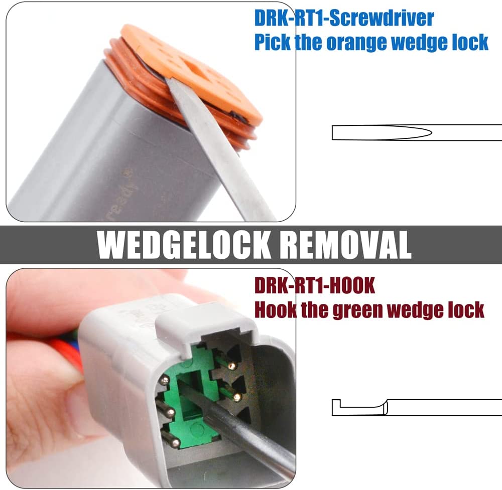 JRready ST5236-DEUTSCH Connector Tool Kit: DRK-12DTP+16DT+20DTM & RT1 Metal Extraction Tools & 8 PCS Plastic Deutsch Pin Removal Tool Kit