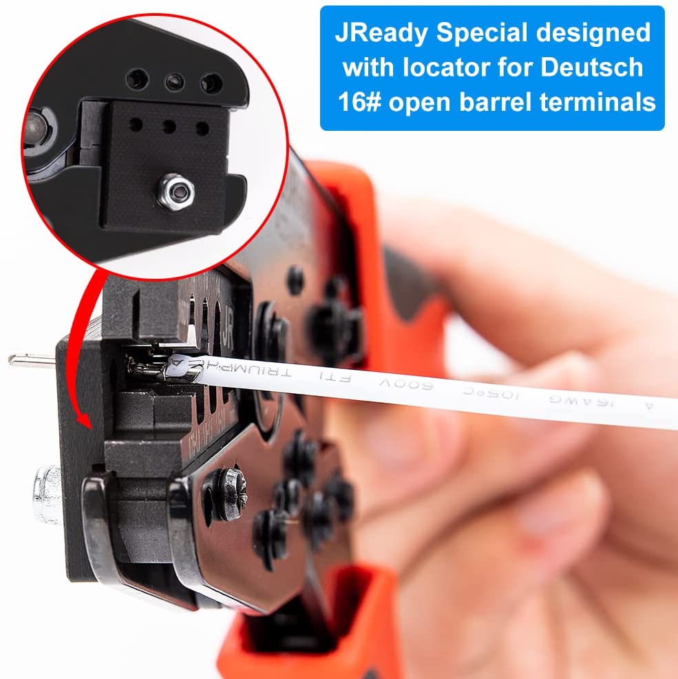 JRready ACT-LY-12DTP / ACT-LY-16DT / ACT-LY-20DTM Open Barrel Terminal Crimper, Ratcheting Crimper for JRready / Deutsch DTP DT DTM Series 12#, 16#, 20# Stamped Formed Contacts