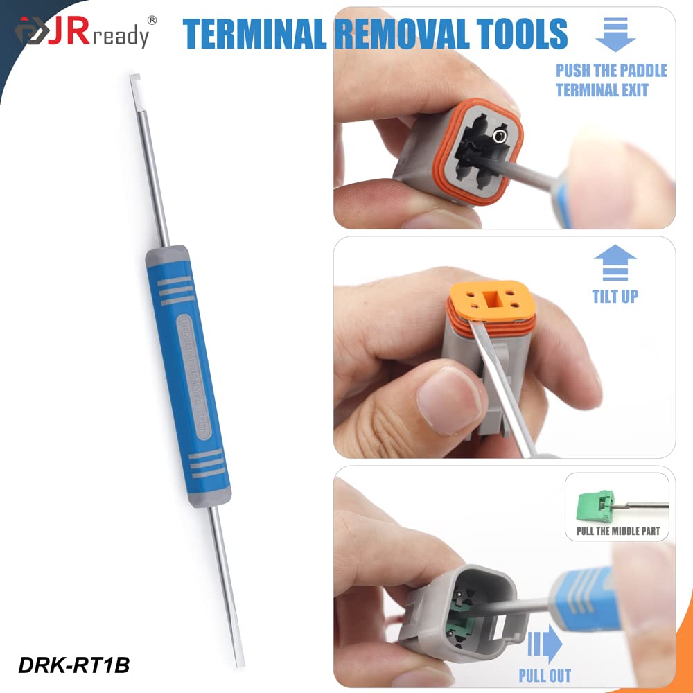 JRready ST6331-20DT Kit di connettori Deutsch DTM da 415 pezzi, connettori impermeabili da 2, 3, 4, 6, 8 e 12 pin, strumento di crimpatura Deutsch ACT-LY-20DTM, contatti stampati di misura 20 (16-22 AWG)