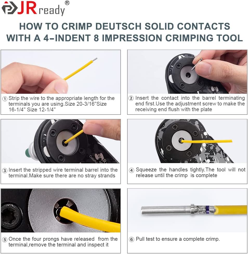 JRready ST6332 414-teiliges Deutsch DTM-Steckverbinderset mit 2, 3, 4, 6, 8 und 12 Pins, grau, wasserdicht, DTM-Steckverbinder, Größe 20, massive Kontakte