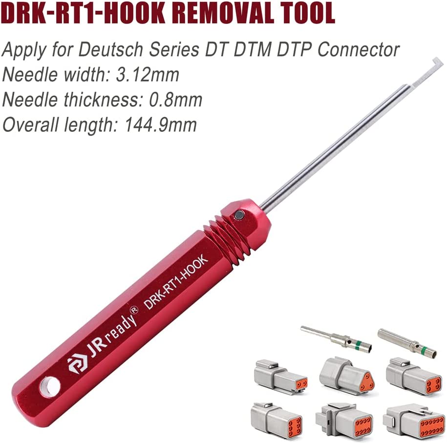 JRready ST5236-DEUTSCH Connector Tool Kit: DRK-12DTP+16DT+20DTM & RT1 Metal Extraction Tools & 8 PCS Plastic Deutsch Pin Removal Tool Kit