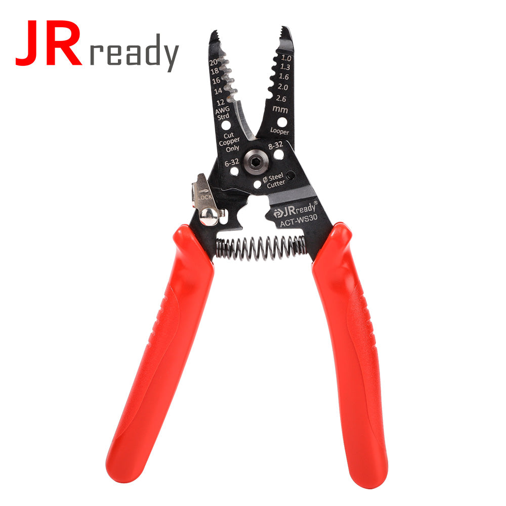 JRready ACT-WS30 Multifunctional Precision Wire Strippers Crimper Cutter, Strip Wire Solid 10-18 AWG, Stranded 12-20 AWG,Crimp 8-16 AWG Terminal, Cut Steel Wire