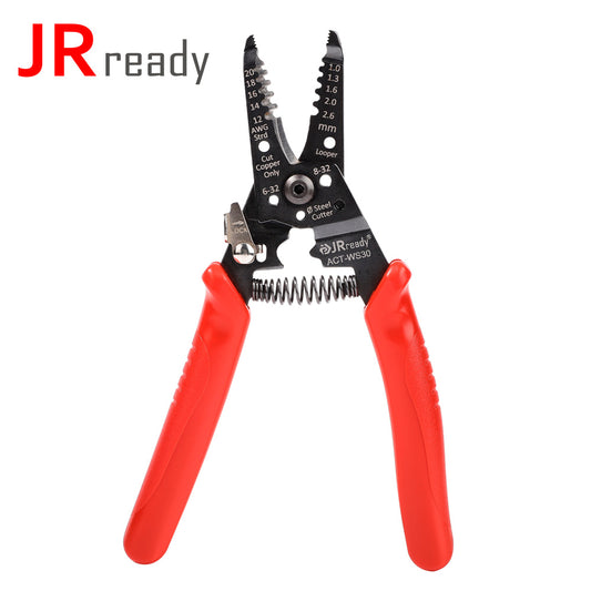 JRready ACT-WS30 Multifunctional Precision Wire Strippers Crimper Cutter, Strip Wire Solid 10-18 AWG, Stranded 12-20 AWG,Crimp 8-16 AWG Terminal, Cut Steel Wire