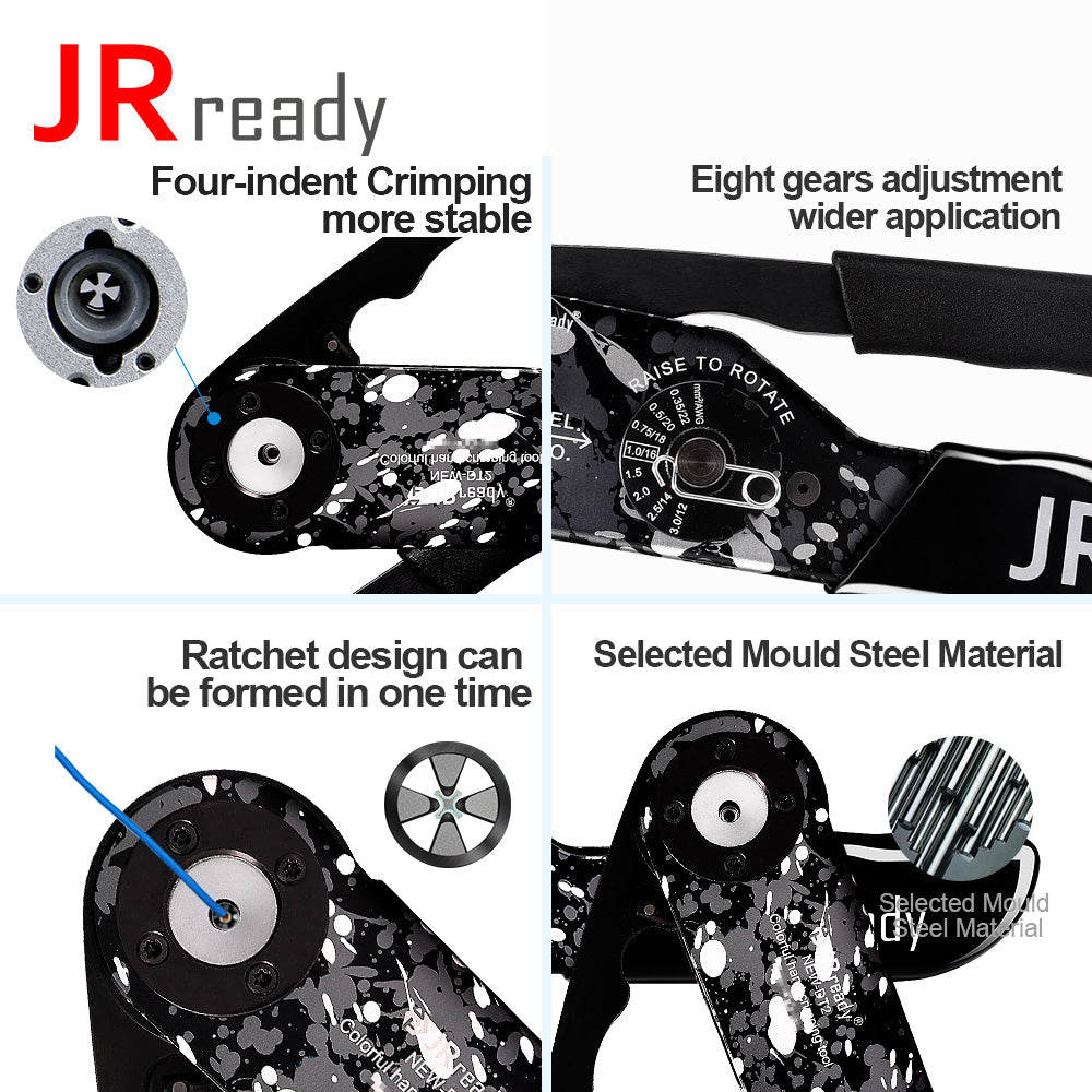 JRready NEW-DT2 Nuovo strumento di crimpatura per connettori (equivalente a HDT-48-00 JRD-HDT-48) per connettori DT DTM DTP da 12#, 16#, 20# pin/prese 12-22 AWG