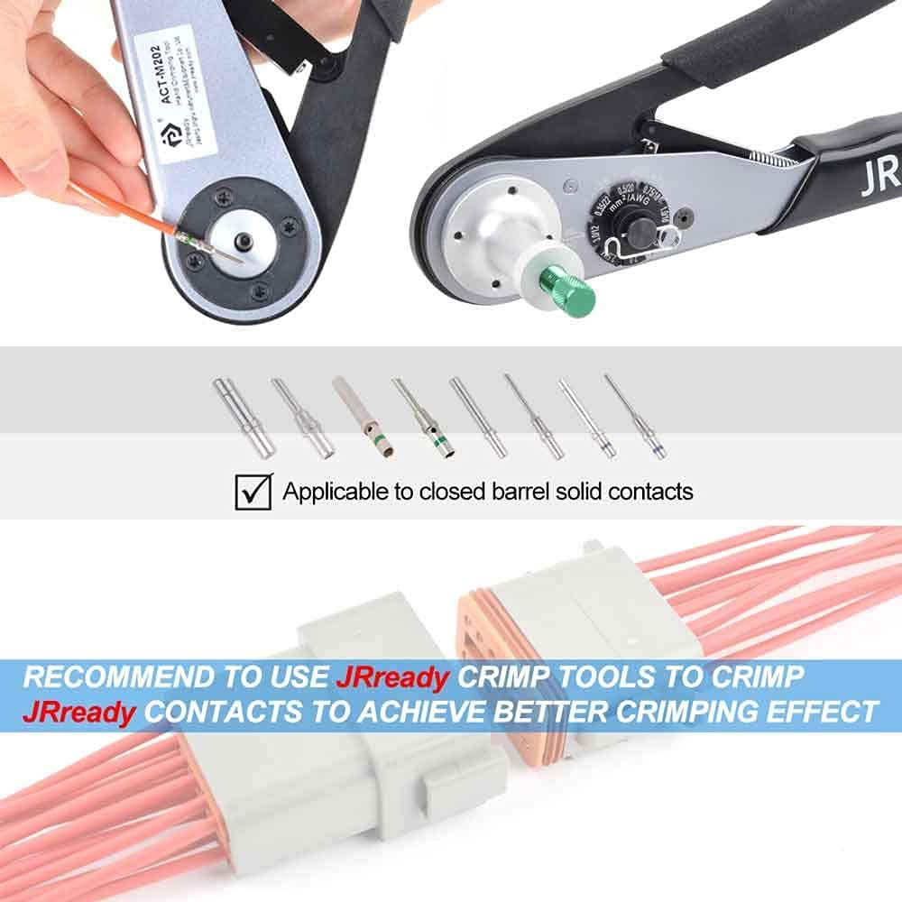 JRready ST6247 DT 3-poliger Steckverbinder, 10er-Set, grauer, wasserdichter elektrischer Drahtverbinder mit festen Kontakten, 14–16 AWG 