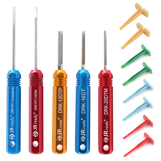 JRready ST5236-DEUTSCH Connector Tool Kit: DRK-12DTP+16DT+20DTM & RT1 Metal Extraction Tools & 8 PCS Plastic Deutsch Pin Removal Tool Kit