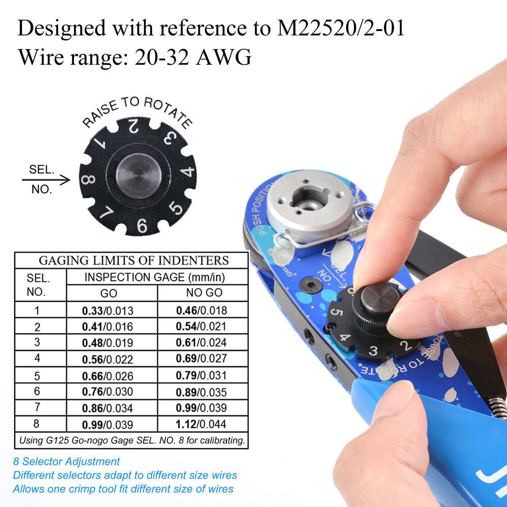 JRready NEW-AS2 M22520/2-01 Crimpzange 20-32 AWG + ST5119-1(M22520/2-02 M22520/2-06 M22520/2-07 M22520/2-08 M22520/2-09 M22520/2-10) Positionierer-Kit