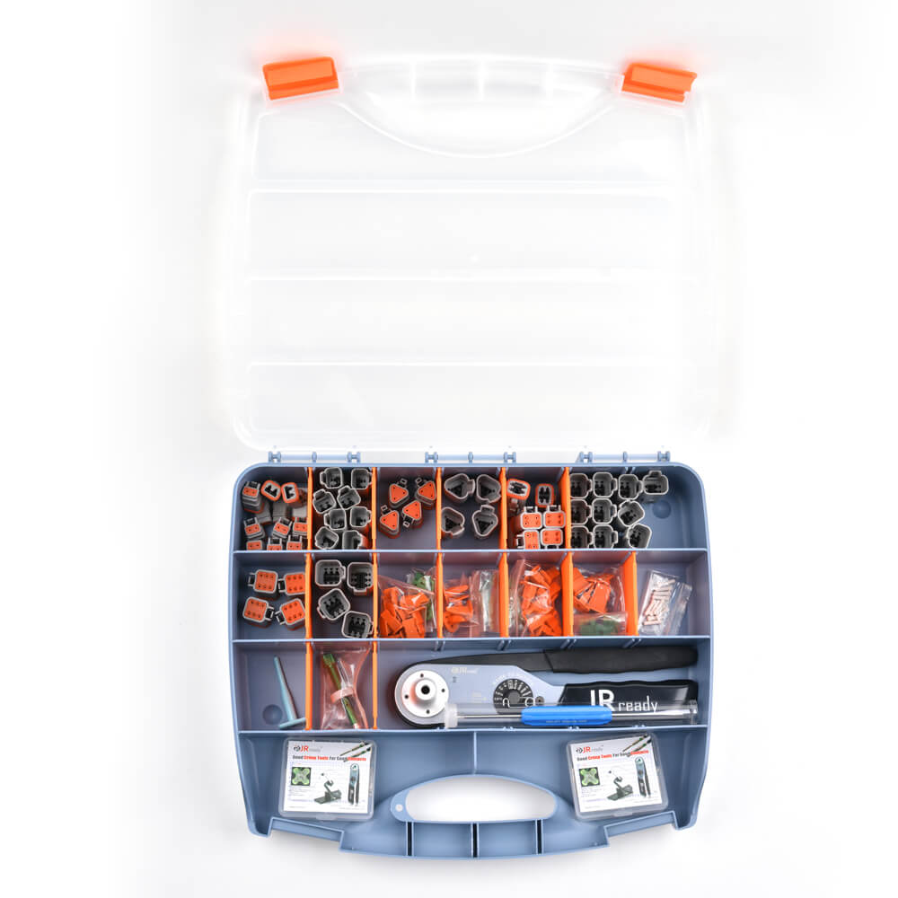 JRready ST6144 333PCS DT Connector Kit (Deutz Connector Kit/Deutsch Connector Kit) 2 3 4 6 Pin Connectors & 16# Solid Contacts Terminals & JRD-HDT-48 Crimper (DEUTSCH HDT-48-00) 12-22AWG