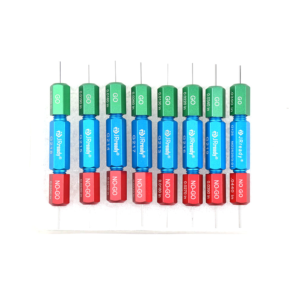 JRready ST5101 Kit: 8 Gut-Ausschuss-Lehren (G213 G214 G215 G216 G217 G218 G219 G125) für Prüfeindringkörper-Arbeitsdurchmesser der Crimpzange YJQ-W1A oder YJQ-W1Q 