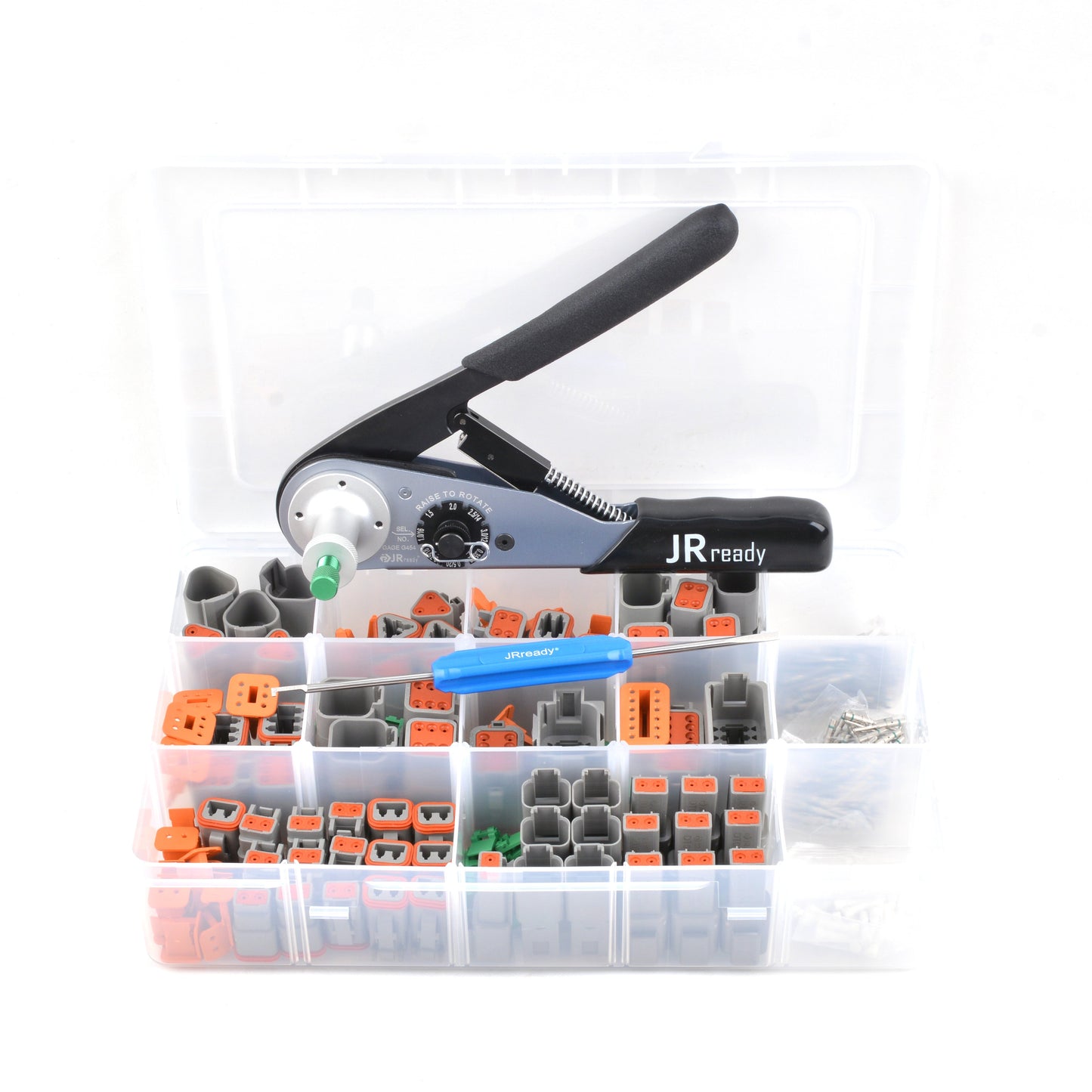 JRready ST6146 DT Steckverbinder-Set, 2-12-polig, 368-teilig, Steckverbinder/Massivkontakte/Crimpzange ACT-M202 für 12-22AWG