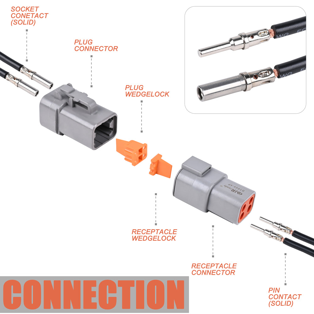 JRready ST6292 DTP Connector Kit 2 4 Pin & DTHD 1 Pin Automotive Quick Wire Connectors, Size 12 Solid Contacts, 12-14AWG, 25A 14 Gauge Wire Connectors