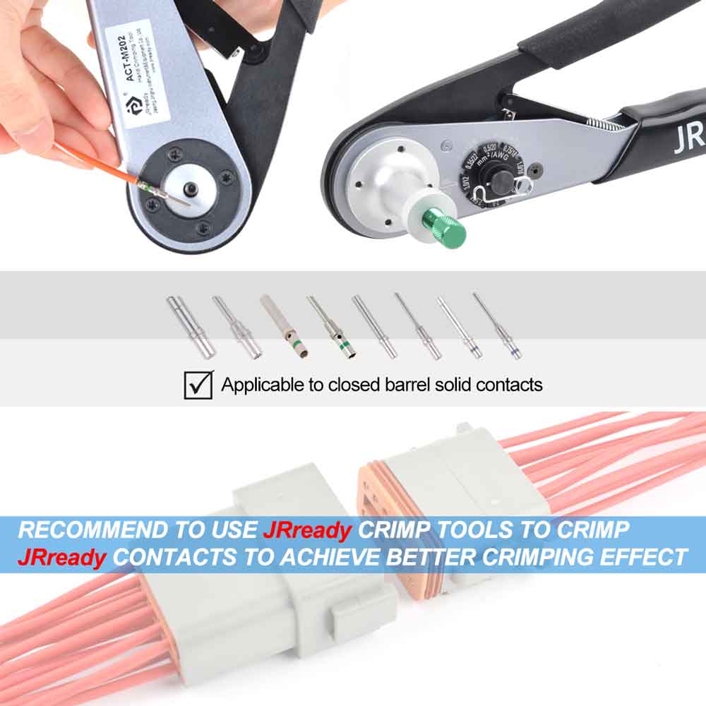 JRready ST6146 DT Steckverbinder-Set, 2-12-polig, 368-teilig, Steckverbinder/Massivkontakte/Crimpzange ACT-M202 für 12-22AWG