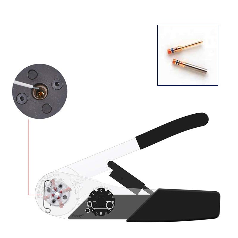 JRready ST2011 Werkzeugset: YJQ-W7A Crimpzange &amp; 86-37 Positionierer 16-28 AWG (1,32 mm²-0,08 mm²) für die meisten Miniatur- und Subminiatur-Steckverbinder