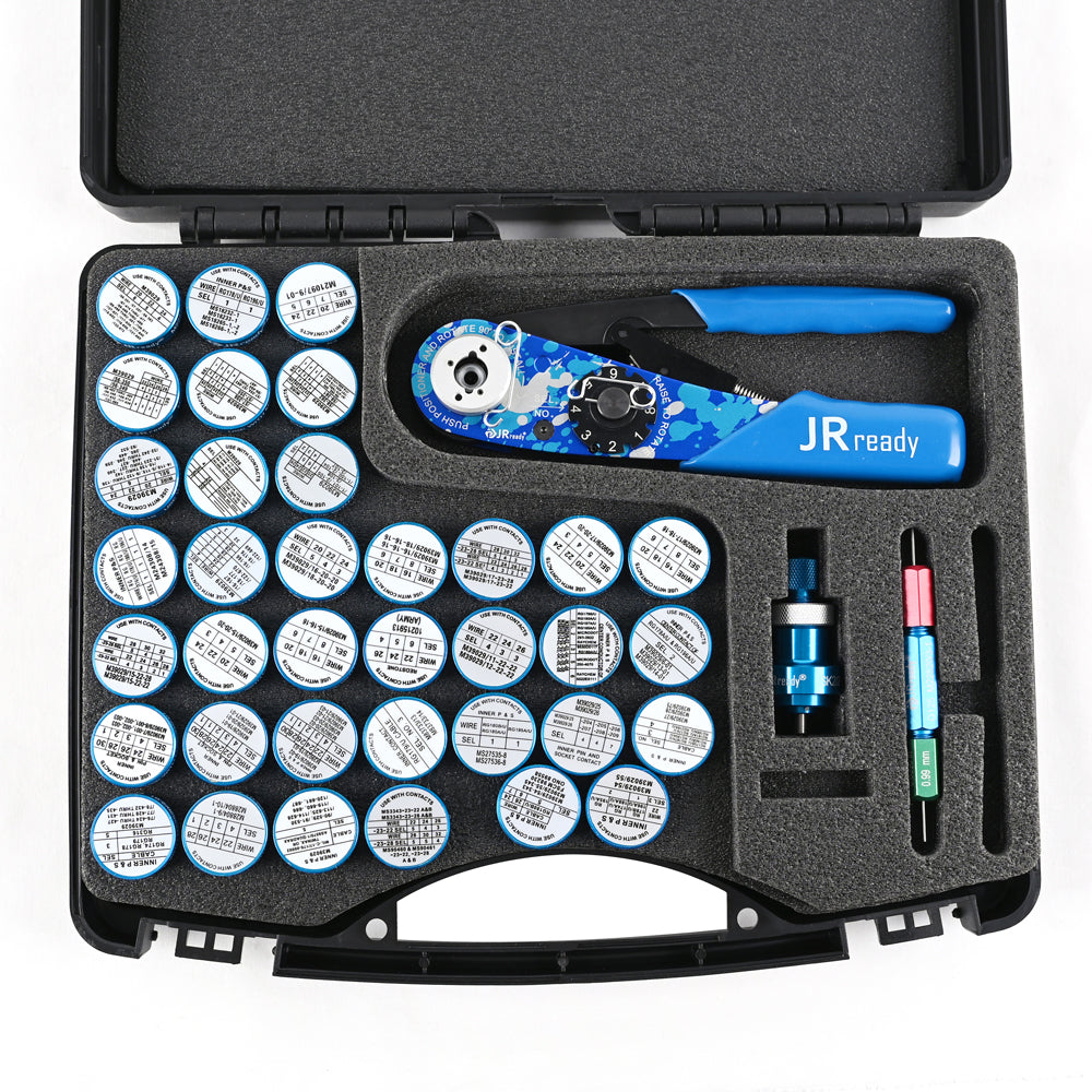 JRready Crimp Kit ST2119-AS2-1: NEW-AS2 (615717 M22520/2-01) Wire Crimpers, Indent Crimper & 36 K series Positioners & P-W1 Universal Positioner + G125 Go-nogo Gage for 20-32 AWG