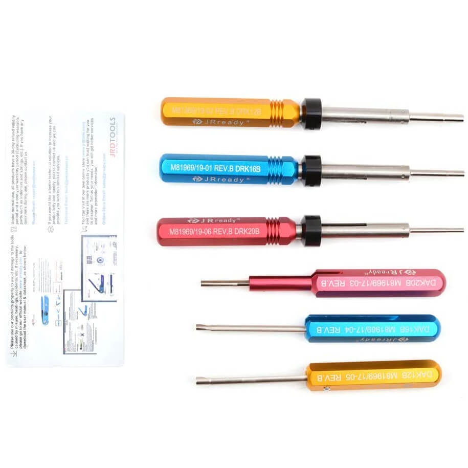 JRready ST5142 M81969 Pin Extractor Tool Removal & Installing Tool Kit: DRK12B DRK16B DRK20B Extraction Tool & DAK12B DAK16B DAK20B Insertion Tool